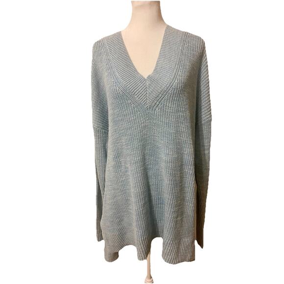 Lane Bryant Aqua V Neck Tunic Oversized Sweater 22/24 NWT 100% Cotton NWT - Picture 1 of 6